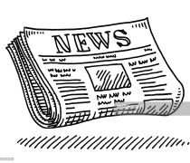 Hand-drawn vector drawing of a Newspaper, Journalism Symbol. Black-and-White sketch on a transparent background (.eps-file). Included files are EPS (v10) and Hi-Res JPG.